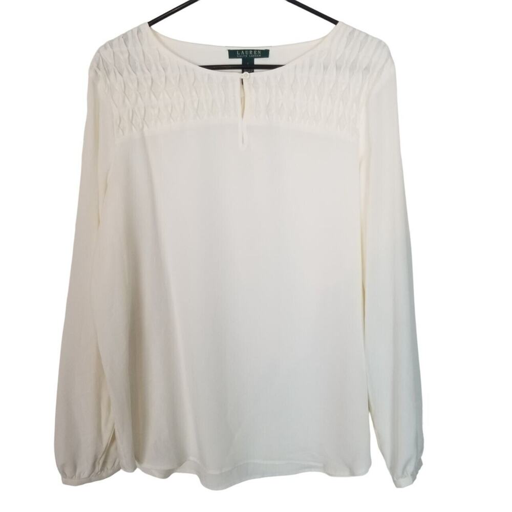 Lauren Ralph Lauren Womens Blouse Size L Classic Minimalist Career Corp Office
